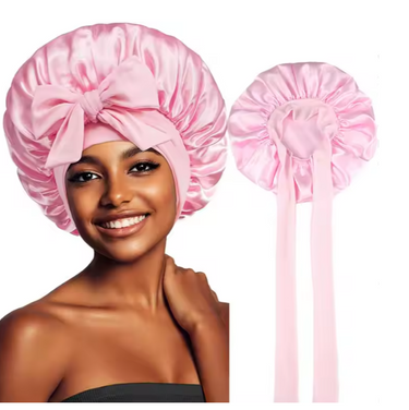 Large Satin Bonnet With Wrap Tie